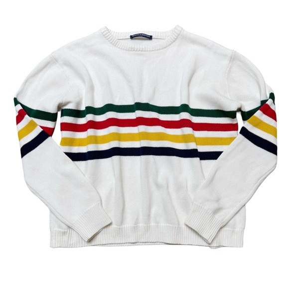 Brandy Melville White Sweater with Colorful Stripes - Picture 1 of 4